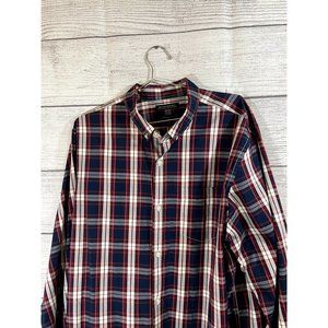 Banana Republic Men's XL Tall Blue/Red/White Plaid Grant Fit  Long Sleeve Shirt